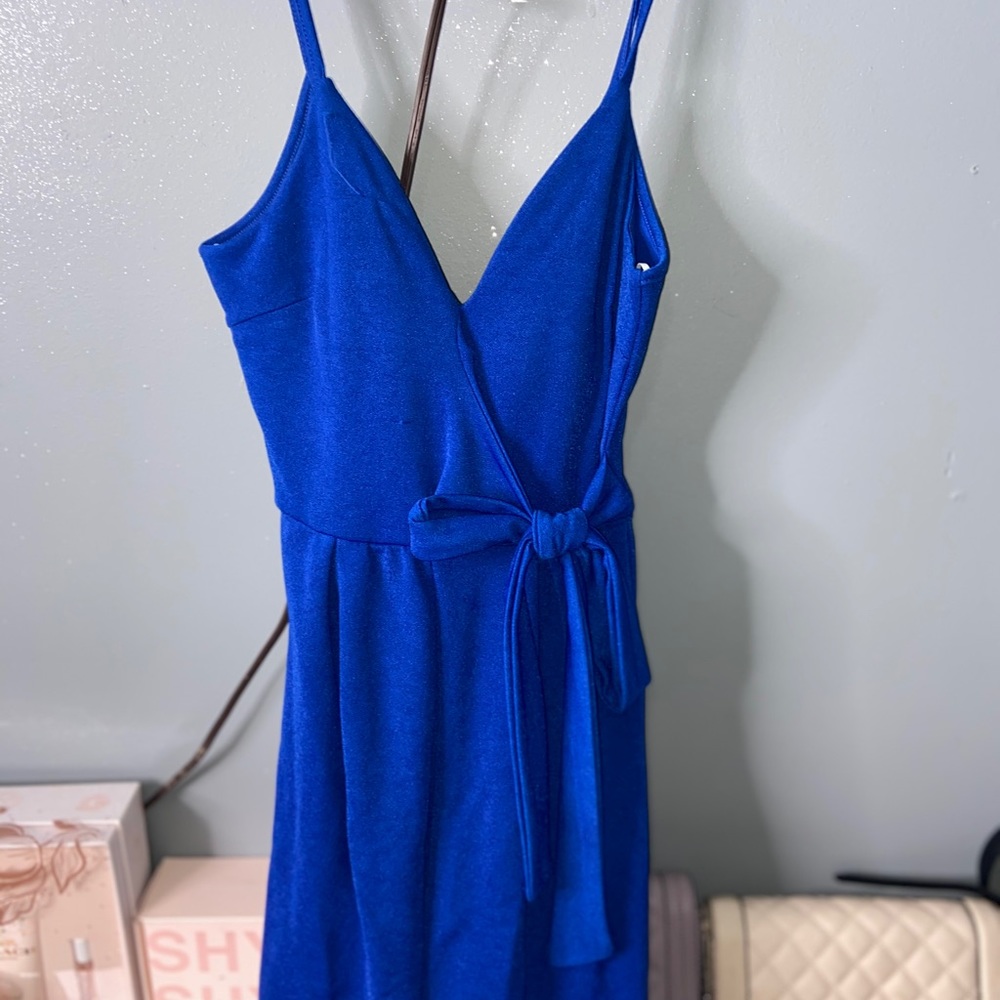 Royal blue jumpsuit with tie